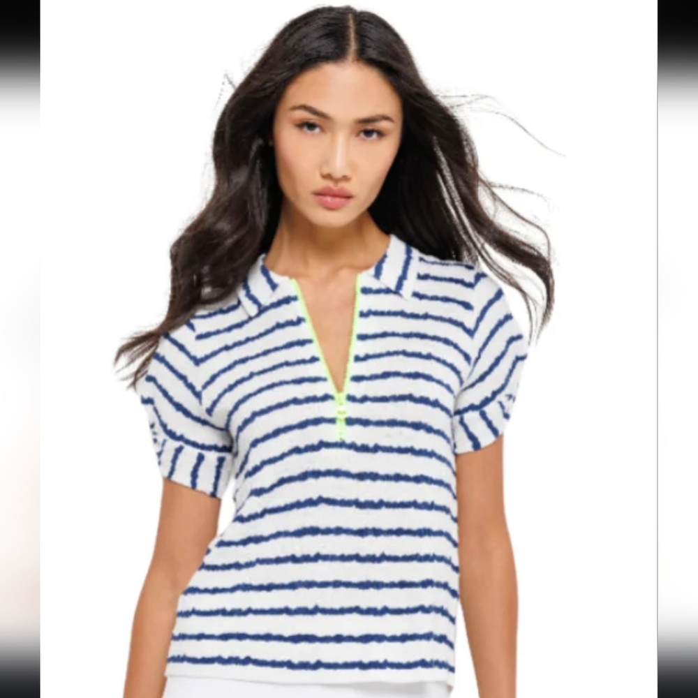 Lisa Todd Get In Line top in white/indigo